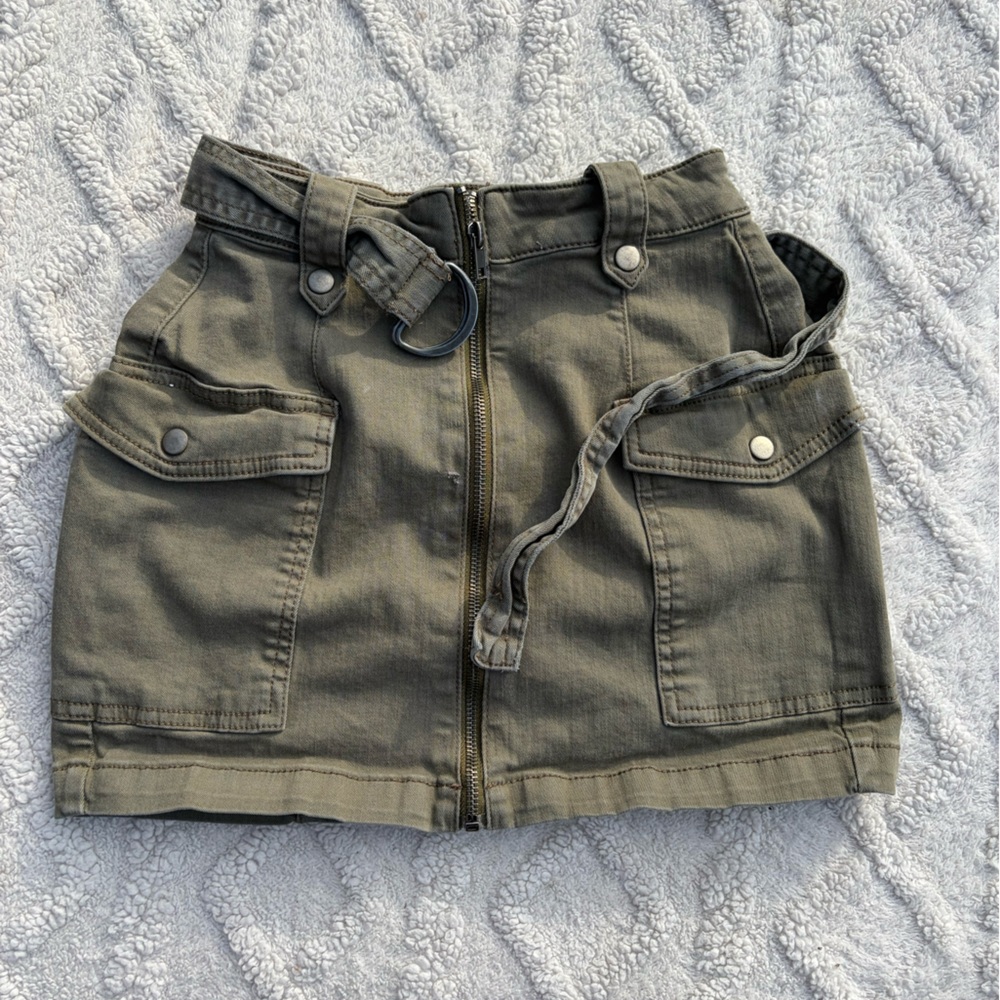 Army Green Cargo Skirt